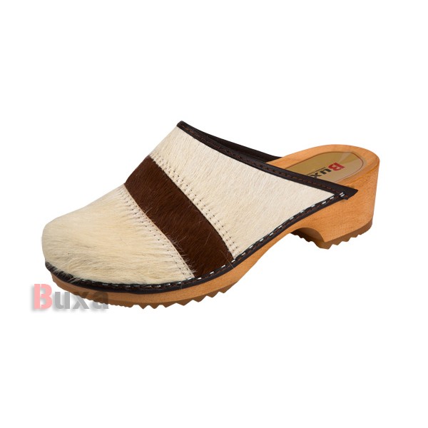 Klasik PPK klumpák - bőr fehér barna bundával