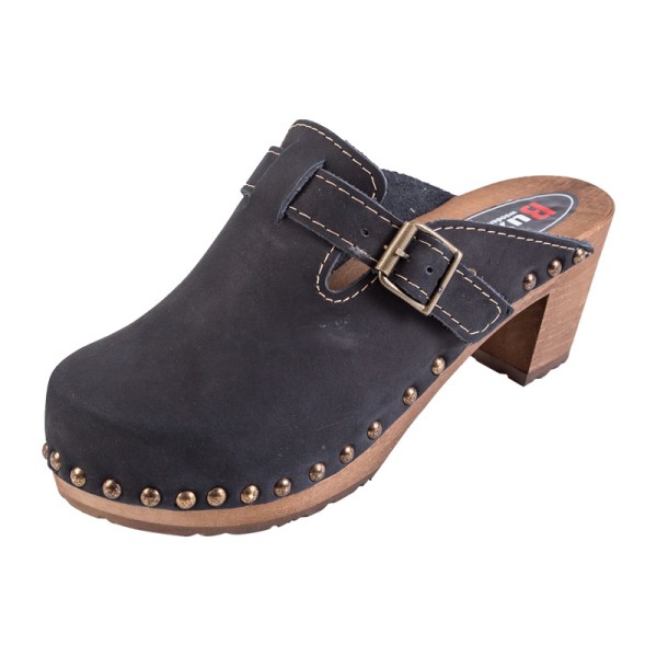 Női magassarkú klumpák OS4 - fekete nubuk