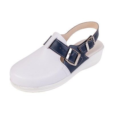 Orvosi cipő MED25 - fehér, sötétkék csíkkal